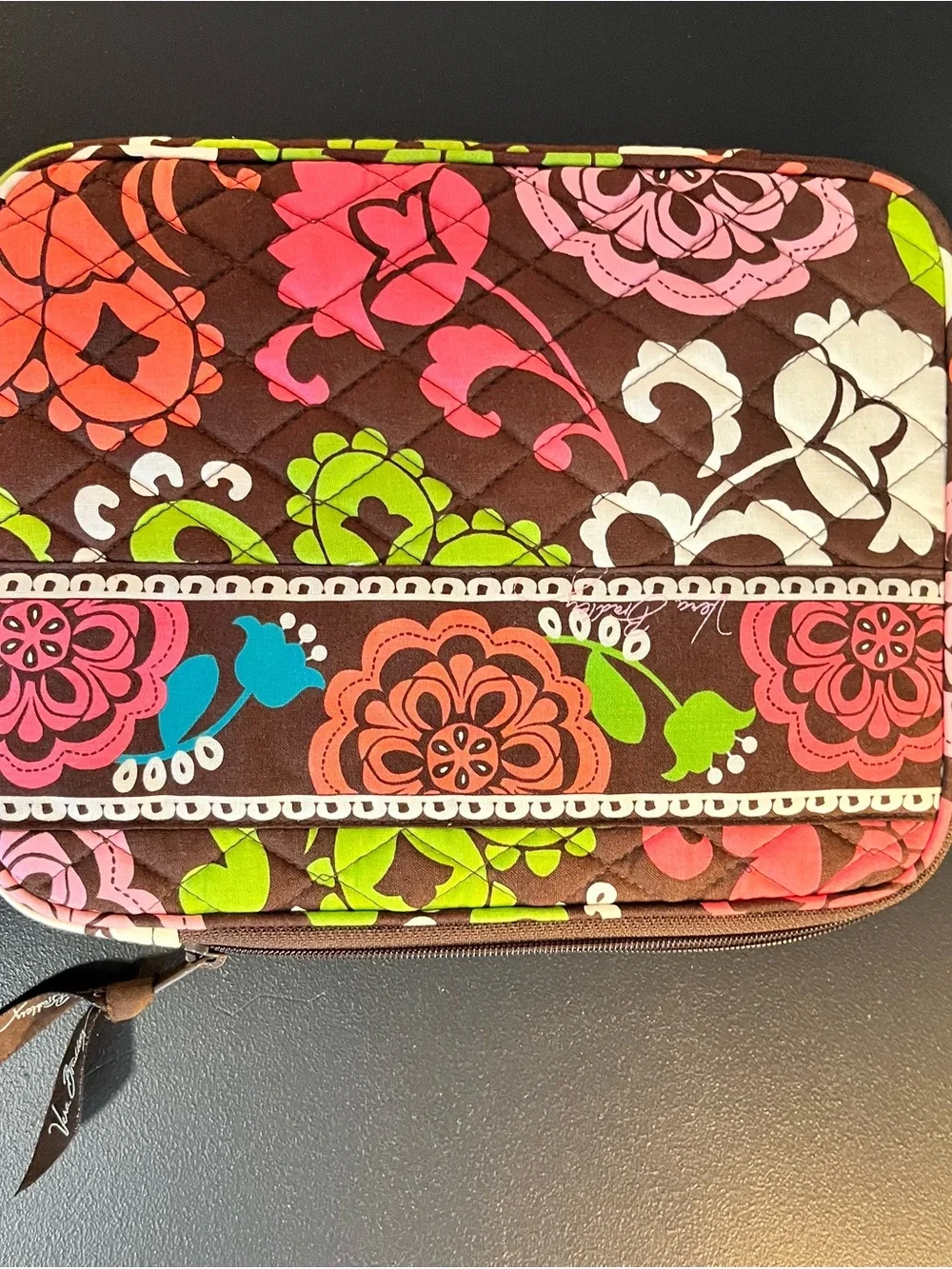 Vera Bradley Quilted Floral Tablet Sleeve in Brown, Turquoise, Lime, Pink, Coral